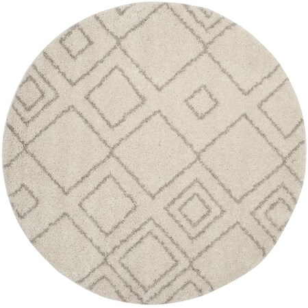 Flowers First 3 x 3 ft. Arizona Shag Global Round Power Loomed Rug; Ivory & Beige FL1860112